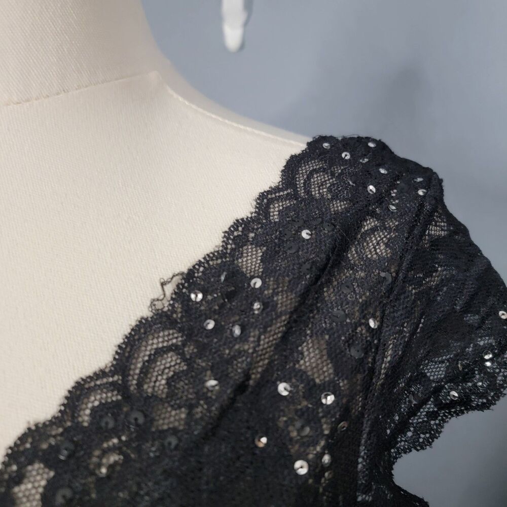Signature Size 10 by Robbie Bee Black Chiffon Lace Maxi Dress *read* - Picture 3 of 16